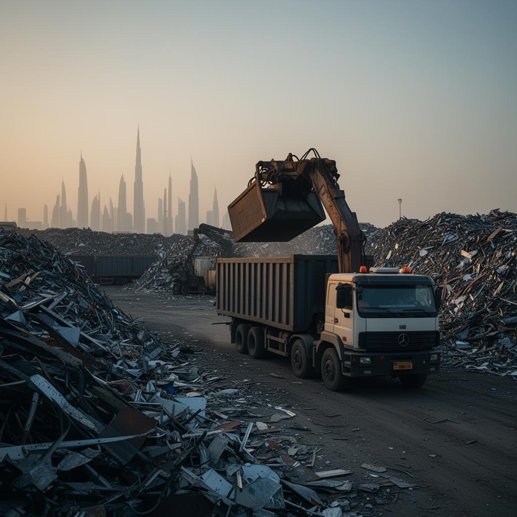 Scrap yard with truck